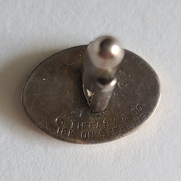 Vintage Tiffany & Co Single 18K Gold Sterling Silver Oval Replacement Cufflink - Picture 2 of 4